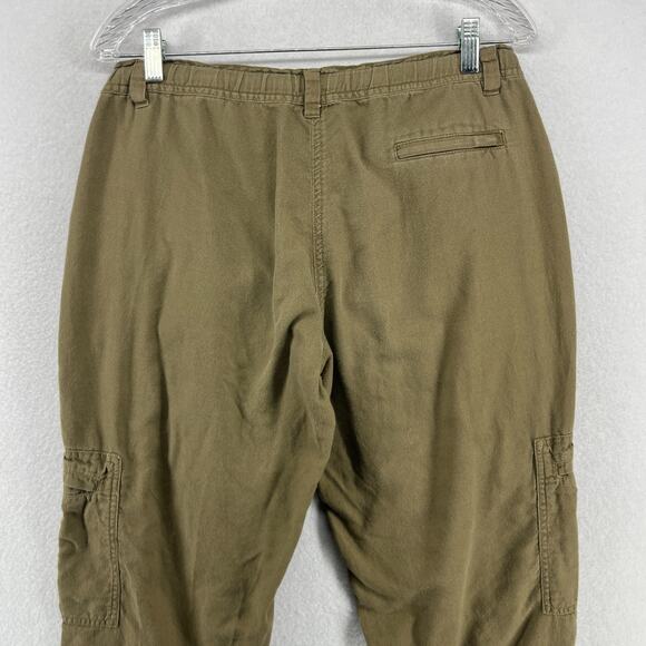 EILEEN FISHER Pants PM Organic Cotton Canvas Cargo Utility Cropped Tapered Green - Picture 4 of 15